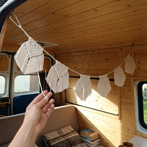 Smetanová macramé girlanda boho dekorace — foto 3