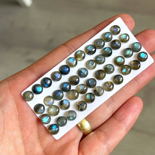 Labradorit kabošon kruh / 6mm — foto 6