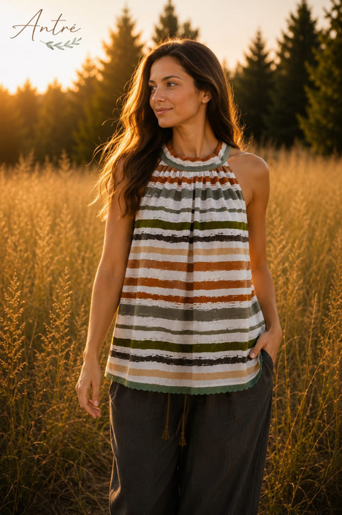 Halenka " V proužku " Boho mušelín — foto 2