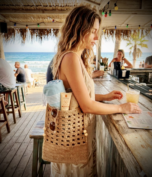 Háčkovaná jutová plážová taška v boho stylu — foto 6