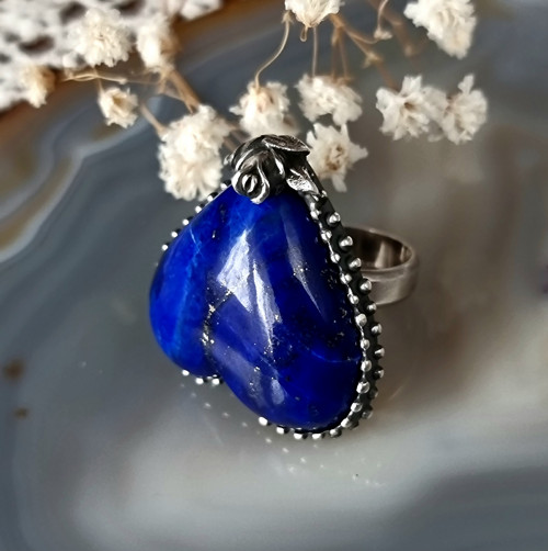 Prsten -Modré srdce lapis lazuli, stříbro 925/1000 — foto 2