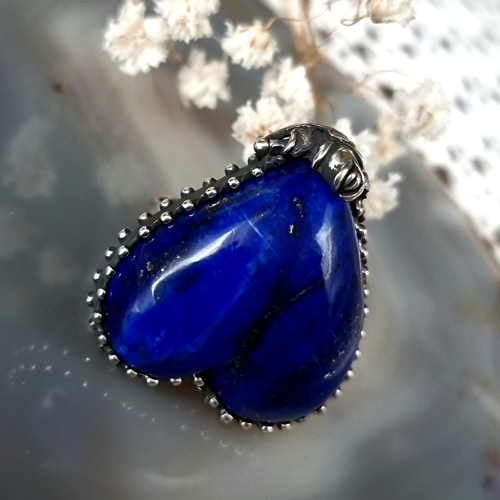 Prsten -Modré srdce lapis lazuli, stříbro 925/1000 — foto 3
