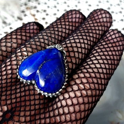 Prsten -Modré srdce lapis lazuli, stříbro 925/1000 — foto 5