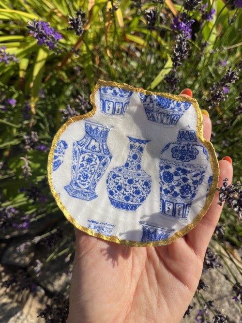 Šperkovnice z mušle – Modrobílý porcelán — foto 3