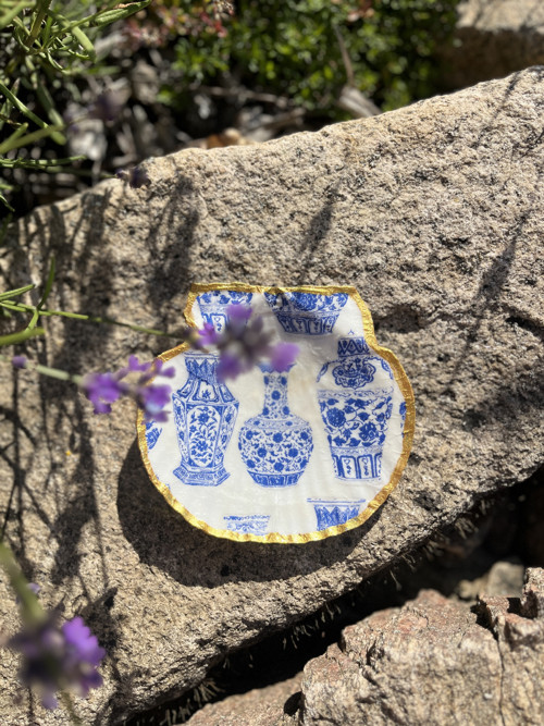 Šperkovnice z mušle – Modrobílý porcelán — foto 2