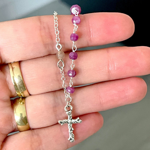 Ruby Bracelet Rosary / Růženec s rubínem E034 — foto 3