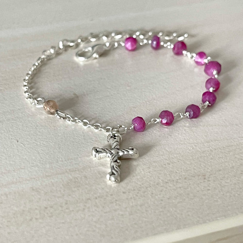Ruby Bracelet Rosary / Růženec s rubínem E034 — foto 4