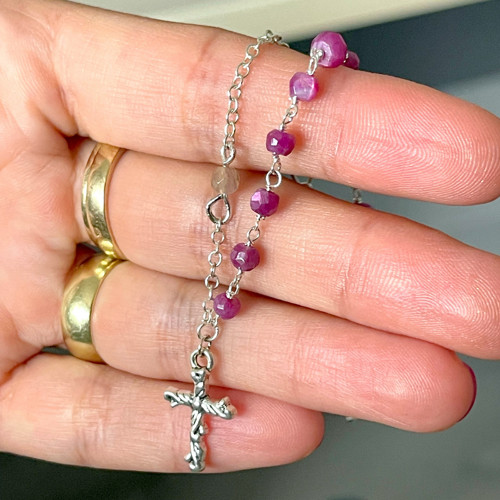 Ruby Bracelet Rosary / Růženec s rubínem E034 — foto 2