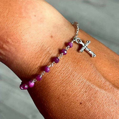 Ruby Bracelet Rosary / Růženec s rubínem E034 — foto 6