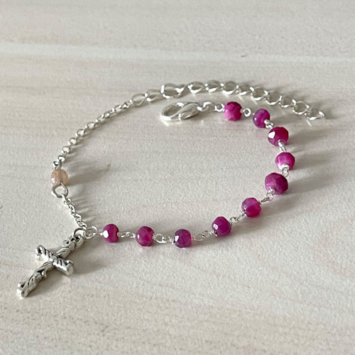 Ruby Bracelet Rosary / Růženec s rubínem E034 — foto 5