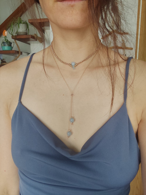 Macramé náhrdelník Blátt tungl "blue moon" — foto 2