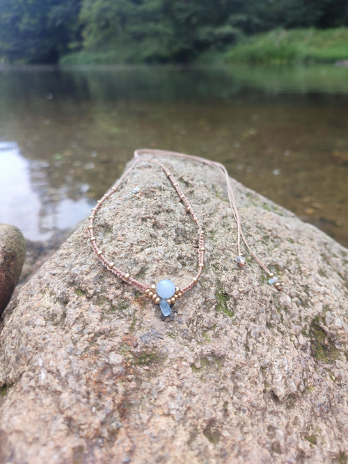 Macramé náhrdelník Blátt tungl "blue moon" — foto 5