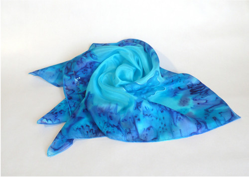 Malý hedvábný šátek Blue Papillon. — foto 6