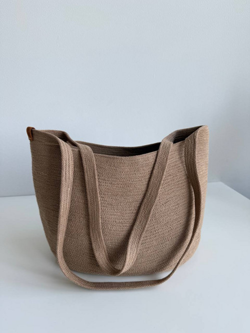 Karamelová shopper taška ze šňůry — foto 2