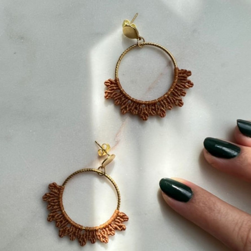 Originální ručně pletené macramé náušnice — foto 2