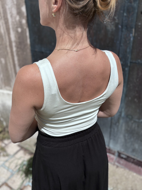 Basic tílko z bambusového úpletu smetanové — foto 2