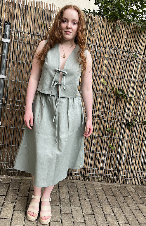 Lněná sukně SAGE GREY — foto 5