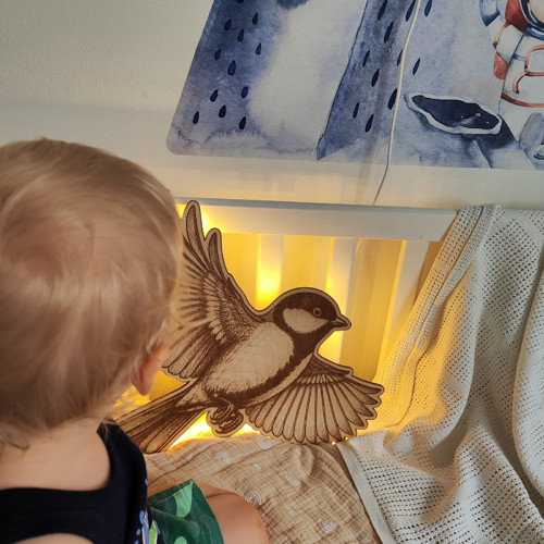 LED dřevěná lampička Sýkorka — foto 3