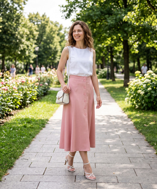 Starorůžová sukýnka propínací — foto 2