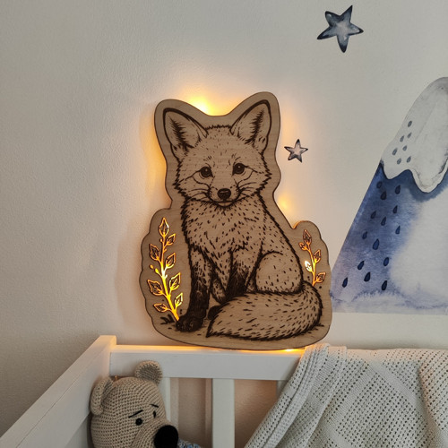LED dřevěná lampička Liška — foto 2