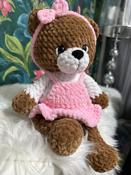 Háčkovaný medvídek cca 30 cm — foto 4