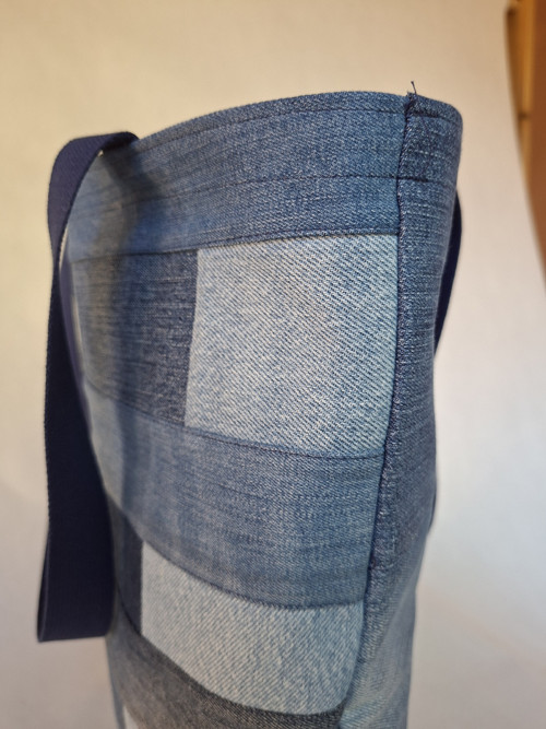 Džínová nákupní taška patchwork — foto 3