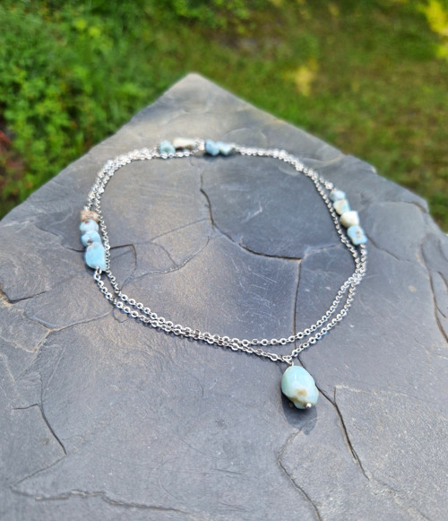 Dlouhý náhrdelník*larimar*ocel — foto 3