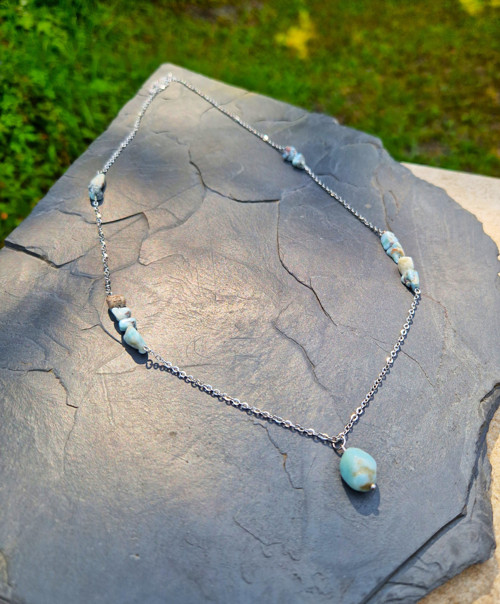 Dlouhý náhrdelník*larimar*ocel — foto 5
