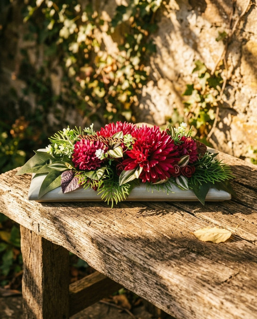 Aranžmá na hrob s chrysanthémou — foto 2