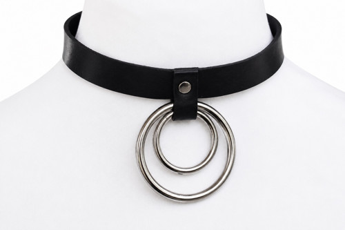 Kožený choker Double Ring — foto 2