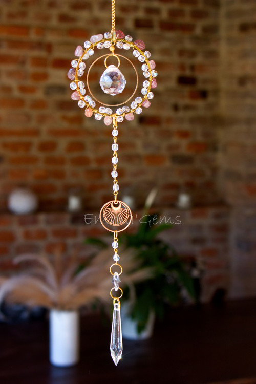 Suncatcher/Lapač Slunce Double bead jahodový křeme — foto 2