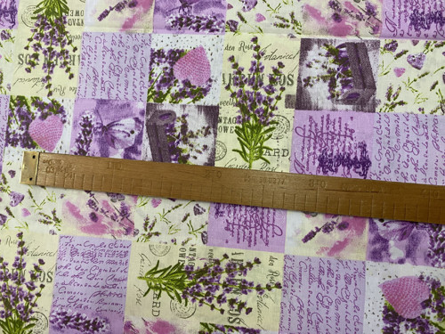 Metráž - levandule a text - šíře 160cm — foto 2