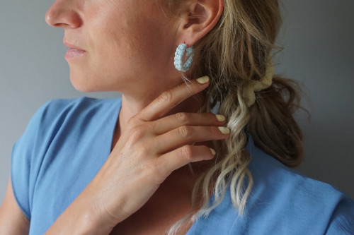 Kruhové macramé náušnice Blue — foto 3