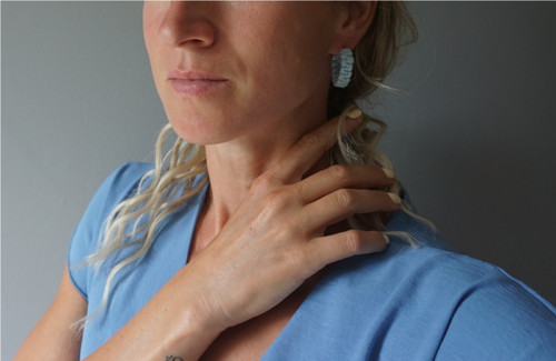 Kruhové macramé náušnice Blue — foto 4