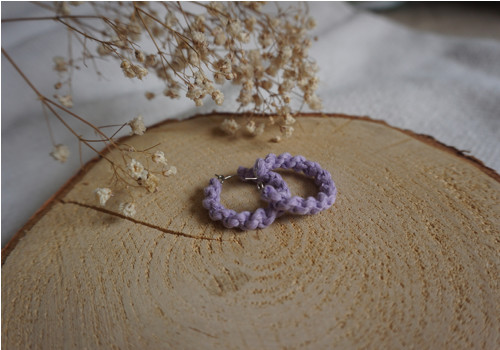 Kruhové macramé náušnice Lila — foto 2