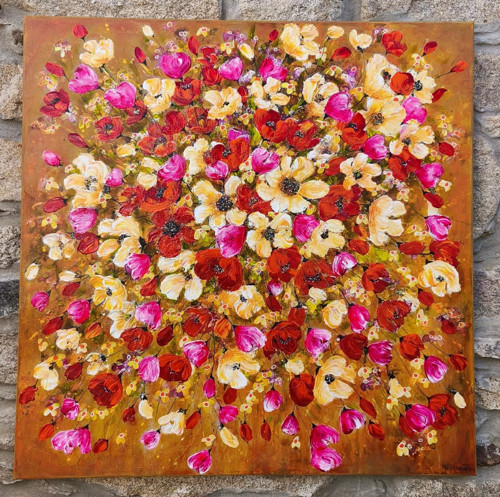 Bouřlivé květy....100x100cm — foto 2
