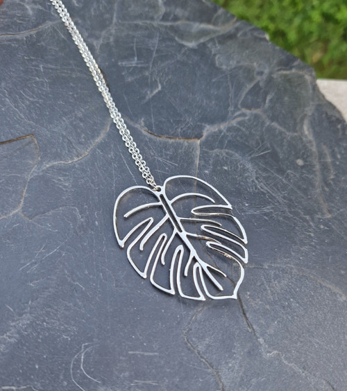 Ocelový náhrdelník*monstera*velký list — foto 5