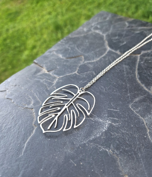 Ocelový náhrdelník*monstera*velký list — foto 6