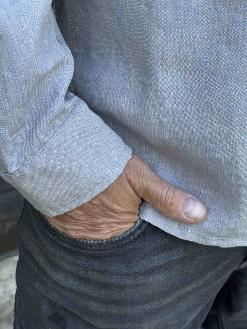 Lněná košile ,,Kouřová modř” — foto 4