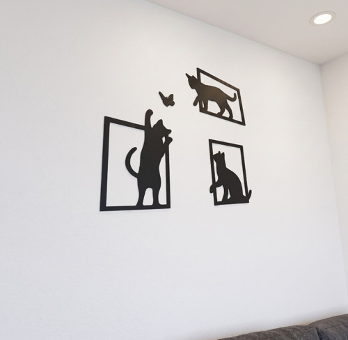 Minimalistická 3D dekorace na zeď – Kočičky — foto 2