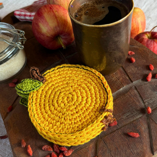 Háčkované podtácky žlutá jablka – Set 4 ks — foto 5
