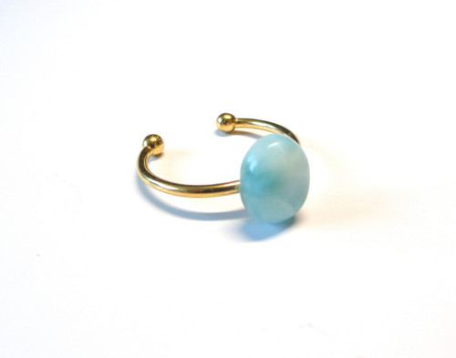 Larimar, prsten chirurgická ocel — foto 2