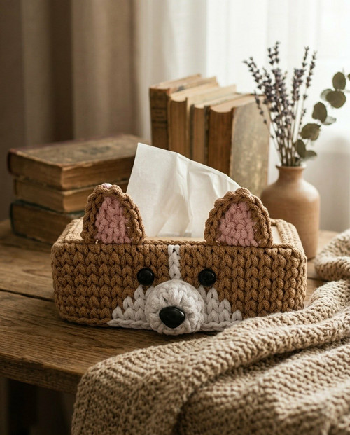 Obal na kapesníky háčkovaný Welsh Corgi — foto 2