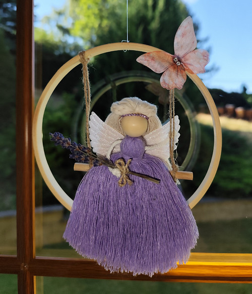 Macrame Andělka Levandulová na houpačce — foto 5