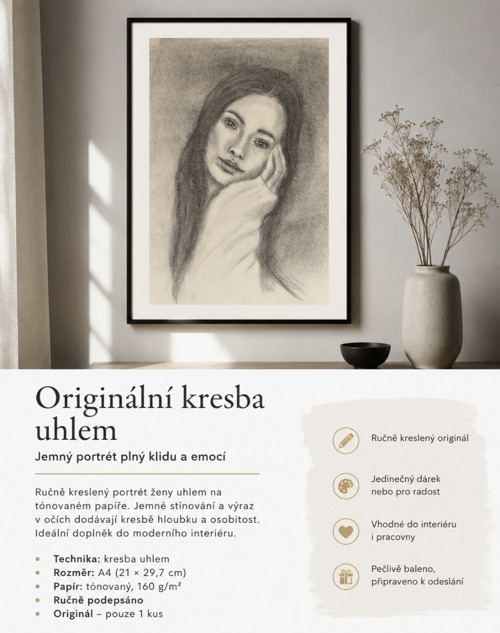 Kresba uhlem, portrét A4 — foto 2