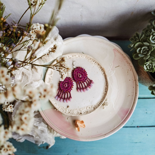 Arabesque Bohéme n.5 - vyšívané boho náušnice — foto 4