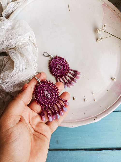 Arabesque Bohéme n.5 - vyšívané boho náušnice — foto 3
