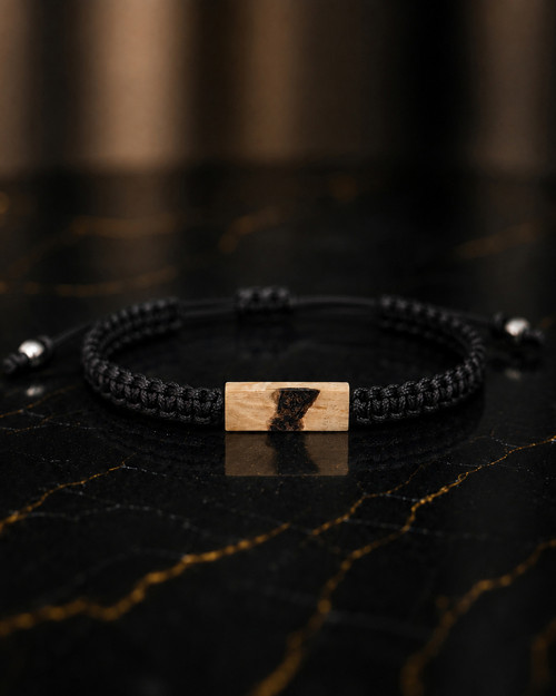 Macramé náramek s obsidiánem a břízou — foto 2