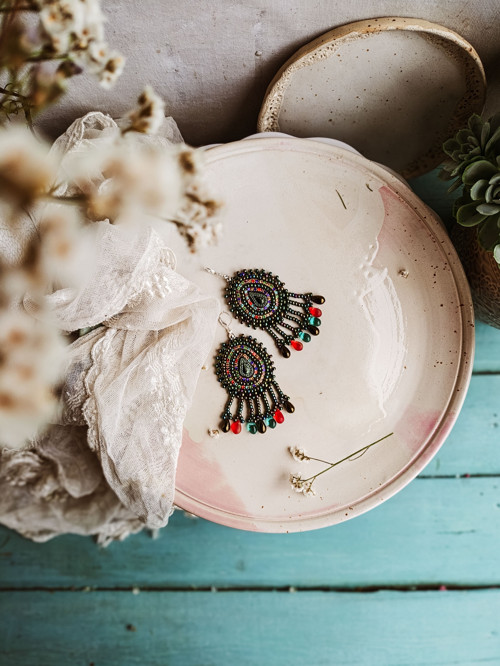 Arabesque Bohéme n.6 - vyšívané boho náušnice — foto 4