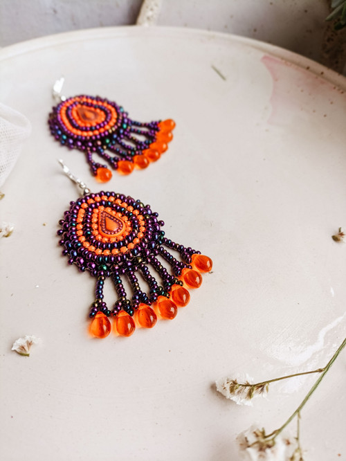 Arabesque Bohéme n.7 - vyšívané boho náušnice — foto 2